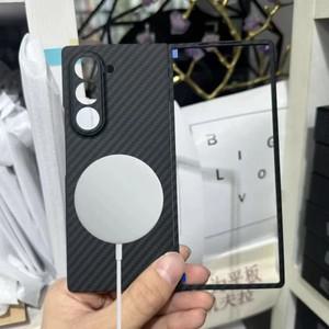 삼성 호환 갤럭시 Z 폴드 6 마그세이프 케이스호환용 마그네틱 아라미드  섬유 폰 리얼 카본 파이버 커버