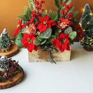 [콩심팥심]포인세티아 빈티지 화분 크리스마스화분 조화화분