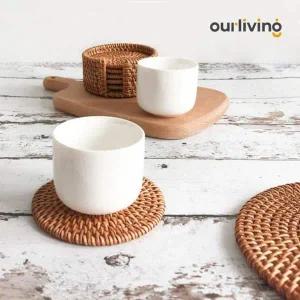 [골드스마일]티코스터 원형 라탄 홀더 홈카페 컵받침