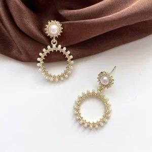 [골드스마일]실버925 태양 원형 진주 귀걸이 이어링 은침