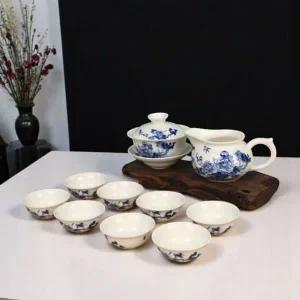 [골드스마일]청화백자 화문2 개완 개합 다기세트