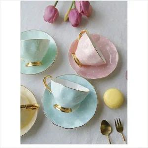 [골드스마일]D14 로렐 골드라인 커피잔 2인세트 찻잔선물 빈티지찻잔 커피잔선물