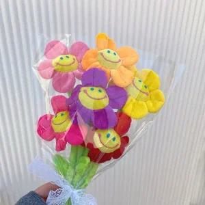 [골드스마일]스마일 꽃 해바라기 장미 꽃다발 인형 32cm