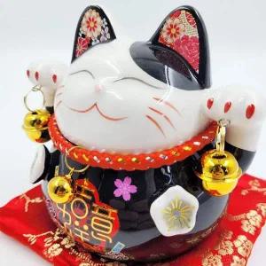 비밀 일본 도자기 마네킨네코 저금통 블랙