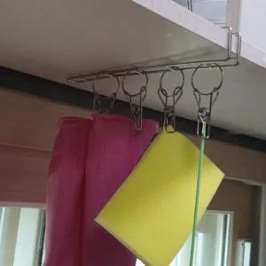 [콩심팥심]틈새 선반 아래 거치 주방 걸이 스텐 집게 정리대 건