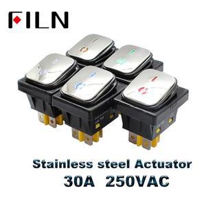 On off 30A 250v 헤비 듀티 4 핀 t85 IP67 밀폐형 방수 로커 스위치 LED 12V 24V 110V 220V 380V 스테인레