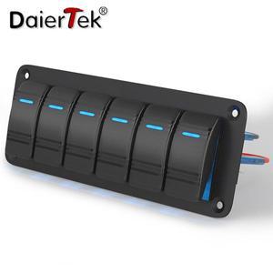 DaierTek 6 갱 로커 스위치 패널 방수 12V LED 라이트 바 보트 해양 자동차 트럭 RV UTV