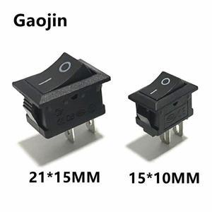 KCD1 2핀 250V 3A SPST 블랙 보트 스위치 21x15mm 스냅인 온 오프 로커 위치 15x10mm 10개/세트