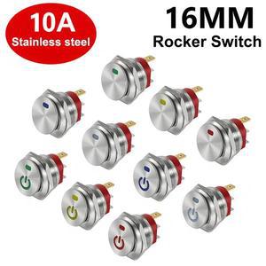 16mm 금속 버튼 스테인레스 스틸 로커 스위치 12V/10A 토글 220V/6A ON-OFF 자동 락 3핀 보트에 적용