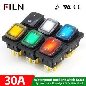 FILN 30A 헤비듀티 방수 로커 스위치 4핀 IP67 12V 24V 110V 220V 보트 선박 자동차 액세서리 토글 적합