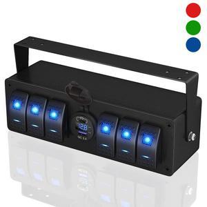 6갱 로커 스위치 박스 방수 12V SPST ON/OFF 패널 듀얼 USB 콘센트 PD3.0 or QC3.0 차량용 포트 보트 해양