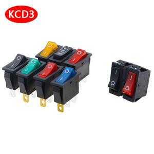 라이트 전원 스위치 포함 2/3 보트 로커 AC 핀 SPDT KCD3 ON-OFF-ON 10A 250V 로트당 5 개