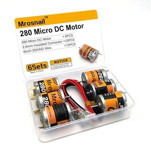 6Pcs 280 마이크로 DC 모터 3V-12V 13500RPM 0.5A, 2.8mm 절연 커넥터 및 RC 보트, DIY 비행기, 모형 장난감, 12V 호환 6인치 20AWG 와이어 포함