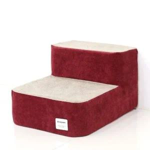 [콩심팥심]강아지 벨벳 버건디 2단 스텝 1P 반려견 논슬립 계단 강아지발판