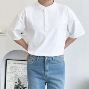 빅사이즈 카라넥 차이나카라 반팔티셔츠 차이나 남자