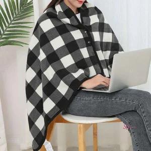 극세사블랭킷 모포 담요 블랙 80x130 학생 체크 캠핑 블랑캣 휴대용 쇼파 기모 똑딱이망토fgh328
