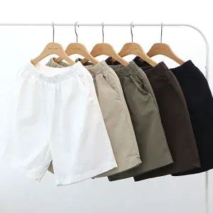 여성 라벨 4부 밴딩 여름 흰색 편한 면 반바지 팬츠 바지