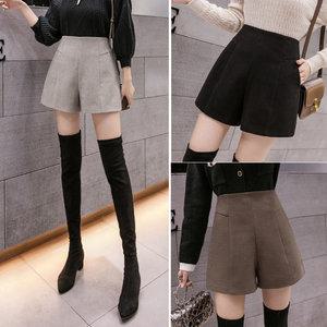 모 면 하이웨스트 반바지 정장 케주얼 여성반바지 봄 가을 겨울