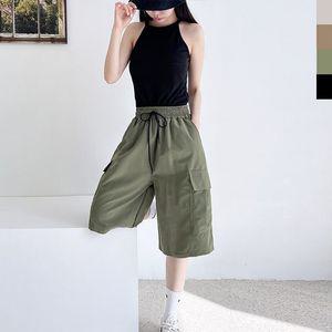 여자 후디 오버핏 밴딩 카고 반바지 4color