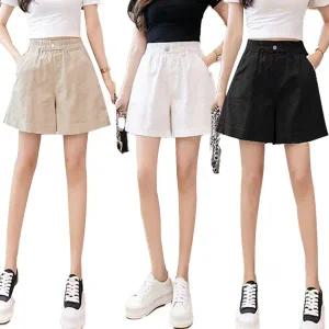 면 5부 밴딩 여성반바지 여름 빅사이즈 여자반바지 A라인 와이드 팬츠 OFDJ-WHFP12