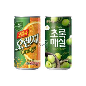 웅진 180ml 2종 고칼슘오렌지 10캔+초록매실 10캔 총20캔
