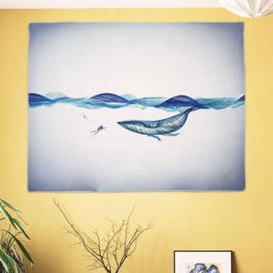 액자 가림천 패브릭 흰수염 고래 대형 벽장식 L (3jnYn)
