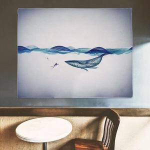 테피스 벽장식 트리 액자 가림천 패브릭 고래 M (3jnYm)