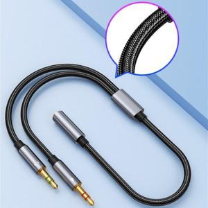 컴퓨터용 헤드폰 분배기 케이블 PC 어댑터 3.5mm 암에서 2 듀얼 수 마이크 AUX 오디오 Y 1m