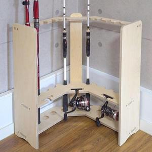 10구 거치대 코너형 원목 낚시대 로드