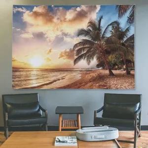 바닷가천포스터 멋스러운 썬셋비치사진벽화 대형 (WFHVD27)