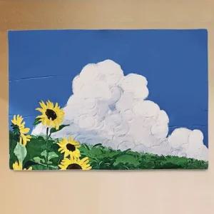 해바라기유화 벽걸이포스터 감성패브릭 포스터 소형 (WFHVGJF)