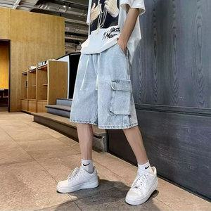 남녀공용 포켓 데님 버뮤다 밴딩 팬츠 5부 바지 데님 반바지