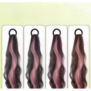 곱슬머리 양갈래머리 가발 리본 자연스러운 포인트 붙임