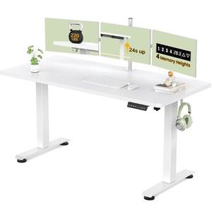 베켄 55인치 대형 전동 스탠딩 책상, 4개의 메모리 높이 조절 가능, 일어설 수 있는 자리, 공부를 위한 업무용 홈 오피스 컴퓨터 테이블, 워킹 패드, 글쓰기 및 게임, 나무 흰색