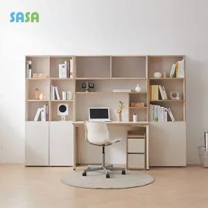 [SASA]사사가구 글로우 전면수납 책장 책상 세트 5단 1200(오픈형)