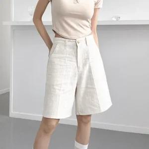 여자 린넨반바지 5부 버뮤다 레직기 통 반바지_3