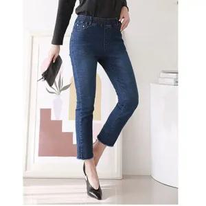 어성 데일리 편한 밑커팅 8부 데님 팬츠 청바지 바지