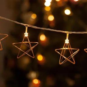 아트박스/플라워트리 크리스마스 별 전구 장식 LED 30P 철재 로즈골드라인