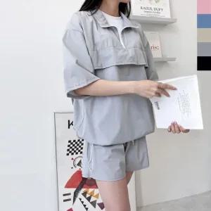 고품질 아노락반팔 여자아노락반팔반바지세트 여성트레이닝 (WFK68OE)