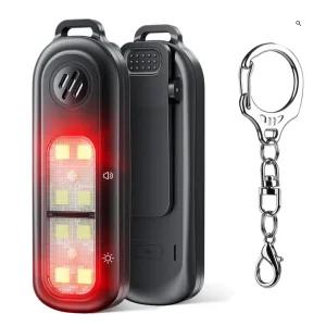 LED 라이트닝 호신용 경보기 C타입 충전식 후레쉬 비상등 피아식별 야간 안전등 클립 열쇠고리 경광등