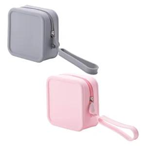2개 혼합색상 이어폰 소품파우치 중 사각 실리콘정리 동전 가방 화장품 미니 하드 멀티