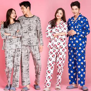 [이라인]국산 순면잠옷 커플 수면잠옷 남녀 밍크 극세사 긴팔상하세트 바지 원피스