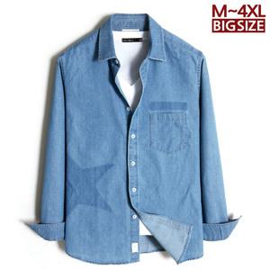 D528 청남방 빅사이즈 별 워싱 데님 셔츠 남자 남성