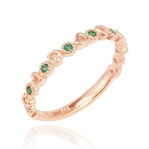 [새미쥬얼리]14k [5월 탄생석-에메랄드] 컬러 큐빅 하트 링 반지