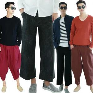 남성와이드팬츠 통바지 9부 슬랙스 밴딩바지 정장바지 배기바지 똥싼바지 할렘 빅사이즈 절복  고무줄바지