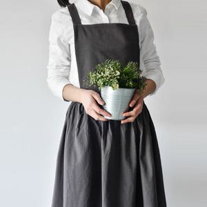 파스텔 무지 캔버스 주방 쿠킹 카페 린넨 원피스 앞치마