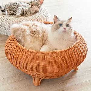 네코세카이 가리가리서클 라탄베드 카멜 고양이집 고양이 하우스