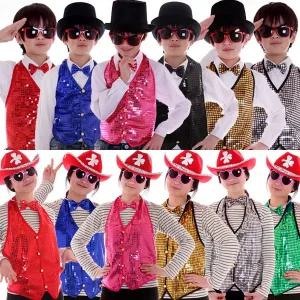 웨이터 조끼 무대 성인 아동 반짝이 스팡클 중절모 모자 파티 의상 빤짝이 장기자랑 행사 공연 연극 코스튬