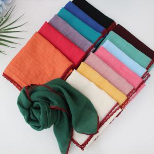 면무지 사각 삼테두리라인  쁘띠 미니스카프 간절기 여성 봄 가을