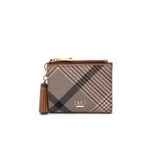 [롯데백화점]닥스 액세서리 [선물포장]브라운 체크패턴 타슬 포인트 2단 탑지퍼 반지갑 DCWA2E327W2